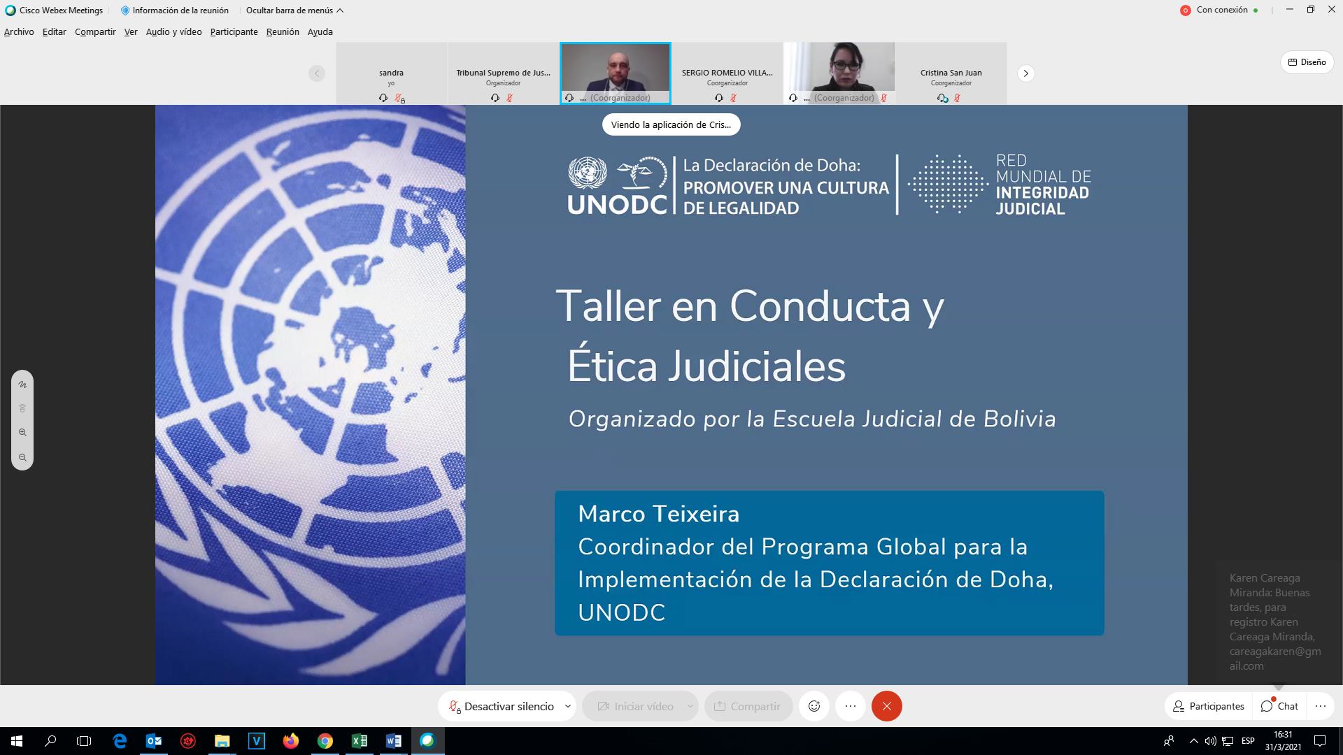 EJE Y UNODC DESARROLLAN CURSO SOBRE ÉTICA JUDICIAL 